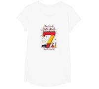 Fiesta de Siete Anos Espagnol 7ème Anniversaire Cadeau T-Shirt, Fille, Blanc, S