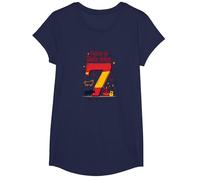 Fiesta de Siete Anos Espagnol 7ème Anniversaire Cadeau T-Shirt, Fille, Bleu Marine, M