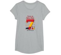 Fiesta de Siete Anos Espagnol 7ème Anniversaire Cadeau T-Shirt, Fille, Gris Chiné, XS