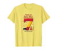 Fiesta de Siete Anos Espagnol 7ème Anniversaire Cadeau T-Shirt, Homme, Citron, S