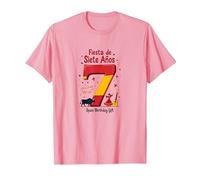 Fiesta de Siete Anos Espagnol 7ème Anniversaire Cadeau T-Shirt, Homme, Rose, XL