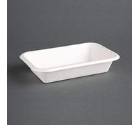 Fiesta Green Compostable Barquettes en bagasse (lot de 50), 180x120x35mm, 455 ml, blanc, micro-ondes (120 °C) et four (230 °C), passent au congélateur à des températures aussi basses que -5 °C, DW347