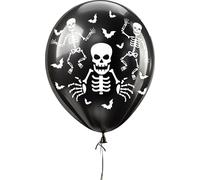 FIESTAS GUIRCA 10 ballons squelette (30 cm) - Décoration d'Halloween et de fêtes costumées - Idéal pour les fêtes de fantômes et les événements à thème - Noir