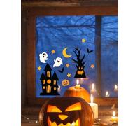 FIESTAS GUIRCA - 14 Autocollants Gel VITRE Maison HANTÉE FANTÔME - Décoration spécial Halloween - Thème(s) : Ma Citrouille Bien aimée