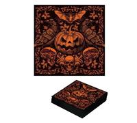 Fiestas Guirca - Serviettes jetables Citrouille gothique - 20 serviettes 16x16 cm Orange/Noir