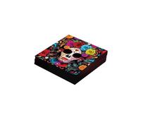 FIESTAS GUIRCA | 20 Serviettes Catrina Jetables (16x16 cm) - Décoration de Table pour Fêtes d'Halloween et Fêtes Mexicaines - Idéal pour Événements Effrayants - Multicolore