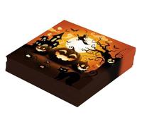 FIESTAS GUIRCA | 20 Serviettes Citrouille Jetables (16x16 cm) - Décoration de Table pour Fêtes d'Halloween Terrifiantes - Idéal pour Événements de Peur - Orange, Noir