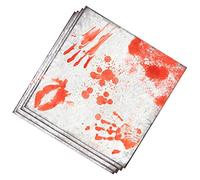 FIESTAS GUIRCA | 20 Serviettes de Sang Désirables (16x16 cm) - Décoration de Table pour Fêtes d'Halloween Terrifiantes - Idéal pour Événements de Peur - Blanc et Rouge