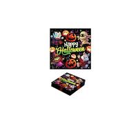 FIESTAS GUIRCA | 20 Serviettes Petits Monstres (16x16 cm) - Décoration de Table pour Halloween et Fêtes Costumées - Idéal pour Célébrations et Événements - Multicolore