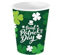 Fiestas Guirca – Gobelets jetables St. Patrick – 6 x 240 ml (9 cm) Vert/Blanc