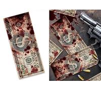 FIESTAS GUIRCA | 75 Billets Ensanglantés (6x15 cm) - Accessoire Effrayant pour Décoration d'Halloween et Fêtes de Voleurs - Idéal pour Scènes Terrifiantes et Célébrations - Multicolore