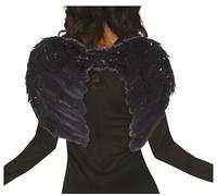 FIESTAS GUIRCA | Ailes en Plumes Noires - Accessoire de Costume pour Adultes - Idéal pour Halloween, Fêtes à Thème et Célébrations - Parfait pour Démons et Anges - Rouge