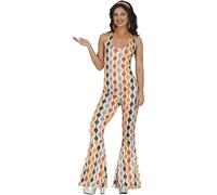 FIESTAS GUIRCA Années 70 Disco Girl Déguisement pour Femme - Années 60 Combinaison Patte d'Elephant - Costume Hippie pour Femme Taille S 36-38
