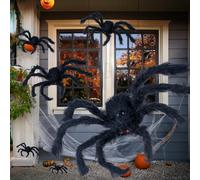 FIESTAS GUIRCA | Araignée Noire Géante (200 cm) - Décoration d'Halloween pour Fêtes de Terreur et Célébrations d'Animaux et Insectes - Idéal pour Ambiances Effrayantes et Scénarios de Peur - Noir