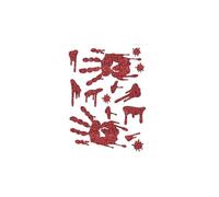 FIESTAS GUIRCA | Autocollant Glitter Main Sang (30 x 40 cm) - Décoration murale, porte et fenêtre pour Halloween et fêtes de squelettes - Idéal pour célébrations et événements - Rouge