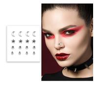 FIESTAS GUIRCA Autocollant Jewel Face Faux Piercing Argenté - Autocollants pour ongles et bijoux du visage pour Halloween, carnaval et fêtes costumées - Accessoire de maquillage pour femme adulte