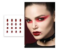 FIESTAS GUIRCA Autocollant Jewel Face Faux Piercing Rouge - Autocollants pour ongles et bijoux du visage pour Halloween, carnaval et fêtes costumées - Accessoire de maquillage pour femme adulte