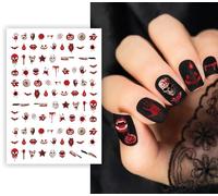 FIESTAS GUIRCA | Autocollants pour Ongles Sanglants (10x7 cm) - Stickers pour Ongles pour Halloween et Fêtes Costumées - Décoration d'Ongles Postiches - Idéal pour Célébrations et Événements