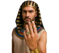 FIESTAS GUIRCA | Bague Égyptienne Pharaon - Bijou de Costume pour Fêtes à Thème Égypte, Halloween et Carnaval - Accessoire Idéal pour Cosplay et Mascarades - Unisexe - Doré