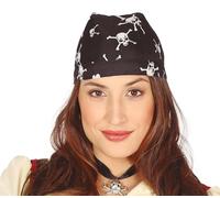 FIESTAS GUIRCA | Bandana Pirate Noir pour Adulte Unisexe - Accessoire Textile Polyvalent pour Fêtes Costumées, Carnaval et Célébrations - Idéal pour Costumes de Pirate, Cowboy ou Bandit - Noir