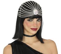 FIESTAS GUIRCA Bandeau avec coiffe en pierres précieuses - Accessoire de déguisement pour princesse et années 20 - Idéal pour les fêtes et le carnaval - Femme adulte - Argent