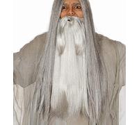 FIESTAS GUIRCA | Barbe Grise Extra (Taille Unique) - Accessoire de Costume pour Homme Adulte - Idéal pour Fêtes Médiévales et de Gaulois, Halloween et Carnaval - Barbes et Moustaches - Gris