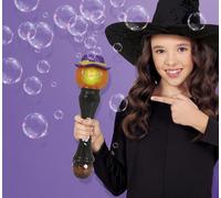 FIESTAS GUIRCA | Bâton Citrouille Bulles avec Lumière et Son (32 cm) - Jouet pour Halloween et Fêtes - Accessoire Amusant pour Enfants et Adultes - Idéal pour Célébrations - Noir Orange
