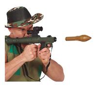 FIESTAS GUIRCA | Bazooka de Jouet Verte (50 cm) - Inclut 2 Projectiles et Fusil - Accessoire pour Costume de Militaire - Idéal pour Halloween et Carnaval - Enfants et Adultes - Vert