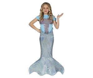 FIESTAS GUIRCA Bezaubernde Meerjungfrau Mädchen Kostüm mit Hologramm- Effektstoff - Hellblaues, Lila und Silbernes Mermaid Kleid mit Meerjungfrauen Flosse für Mädchen