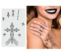 FIESTAS GUIRCA | Bijoux Adhésifs pour Déguisement Main et Doigts - Noir | Gemmes Noires Brillantes | Motif Croix Élégant | Pose Facile | Résine Légère | Halloween, Karneval & Fasching