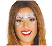 FIESTAS GUIRCA | Bijoux Adhésifs pour le Visage - Maquillage Fantaisie pour Fêtes et Célébrations - Accessoire Idéal pour Costume de Femme - Bleu et Blanc