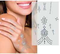 FIESTAS GUIRCA | Bijoux de Main Scintillants (11x18 cm) - Accessoire de Costume pour Princesses du Désert et Fêtes à Thème - Idéal pour Femme Adulte - Argent