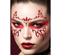 Fiestas Guirca – Accessoires de déguisement – Bijoux de peau adhésif visage Démon – Rouge/Bordeaux