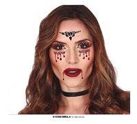 FIESTAS GUIRCA Bijoux faciaux adhésifs Vampire - Maquillage fantaisie pour fêtes et célébrations - Accessoire idéal pour déguisement de femme - Noir et rouge
