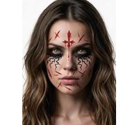 FIESTAS GUIRCA | Bijoux Faciaux Pailletés (13x15 cm) - Accessoire Adhésif pour Maquillage Halloween et Oktoberfest - Idéal pour Fêtes Déguisées et Célébrations - Adulte Unisexe - Noir