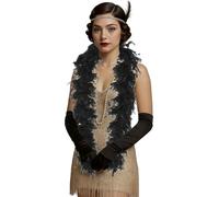FIESTAS GUIRCA | Boa en Plumes Noires (80 gr) - Accessoire de Costume pour Fêtes des Années 20, Charleston et Mascarades - Idéal pour Halloween, Carnaval et Célébrations - Unisexe - Noir