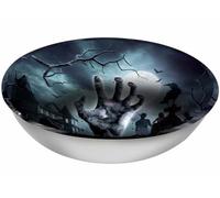 FIESTAS GUIRCA | Bol Cimetière Réutilisable (32 cm) - Décoration de Table pour Fêtes d'Halloween - Idéal pour Célébrations de Peur et Terreur - Gris