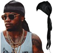 FIESTAS GUIRCA | Bonnet Bandana Noir - Accessoire Textile pour Costumes de Pirate, Motard et Aventurier - Idéal pour Fêtes de Carnaval, Halloween et Cosplay (Unisexe) - Noir