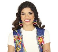 FIESTAS GUIRCA | Boucles d'Oreilles Hippie Multicolores - Accessoire de Bijoux pour Costume de Style Rétro et Bohémien - Idéal pour Fêtes à Thème, Carnaval et Halloween - Femme Adulte - Multicolore