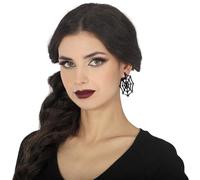 FIESTAS GUIRCA | Boucles d'oreilles Toile d'Araignée Noires (5 cm) - Bijoux pour Costume de Sorcière ou Vampire à Halloween et Fêtes d'Horreur - Accessoire Idéal pour Femme Adulte - Noir