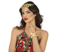 FIESTAS GUIRCA | Bracelet Médaille d'Or - Bijou pour Costume de Princesse, Gitane et Voyante - Accessoire Idéal pour Fêtes, Carnaval et Halloween - Femme Adulte - Or