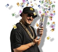 FIESTAS GUIRCA | Canon de Confettis avec Billets (40 cm) - Décoration pour Fêtes d'Anniversaire et Célébrations de Fin d'Année - Idéal pour Événements et Fêtes à Thème - Multicolore