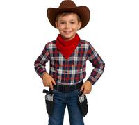 FIESTAS GUIRCA | Cartouchière Double avec 2 Pistolets Jouets - Accessoire de Costume de Cowboy du Vieil Ouest pour Enfants - Idéal pour Fêtes Costumées et Carnaval - Noir