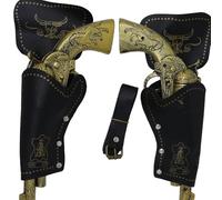 Fiestas Guirca Cow-Boy d’étui Double avec des Pistolets en Plastique de Couleur Bronze