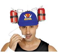 FIESTAS GUIRCA | Casque à Boire Beer Man (Taille Unique) - Accessoire de Fête pour Enterrements de Vie de Garçon et Fêtes de la Bière - Idéal pour Adultes Unisexes lors de Fêtes avec Boissons - Bleu