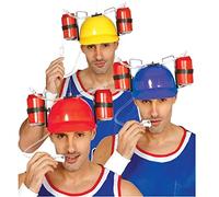 FIESTAS GUIRCA | Casque Porte-Boissons Multicolore - Accessoire Amusant pour Enterrement de Vie de Garçon et Fêtes de Bière