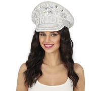 FIESTAS GUIRCA | Casquette de Mariée Argentée avec Strass (Taille Unique) - Accessoire de Costume pour Enterrement de Vie de Jeune Fille et Future Mariée - Idéal pour Carnaval - Unisexe Adulte