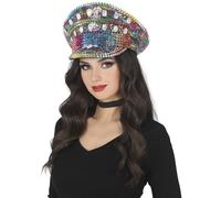 FIESTAS GUIRCA | Casquette de Police Multicolore avec Clous (Taille Unique) - Accessoire de Costume pour Fêtes de Carnaval et Halloween - Idéal pour Adultes Unisexe - Multicolore