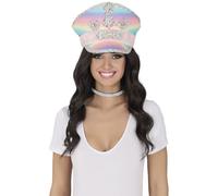 FIESTAS GUIRCA | Casquette de Police Multicolore avec Ruban Rose - Accessoire de Costume pour Fêtes de Carnaval - Idéal pour Adultes Unisexe - Chapeau Amusant pour Célébrations - Multicolore
