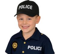 FIESTAS GUIRCA | Casquette de Police (Taille Unique) - Accessoire de Costume pour Fêtes de Policiers, Halloween et Carnaval - Idéal pour Cosplay - Adulte Unisexe - Noir